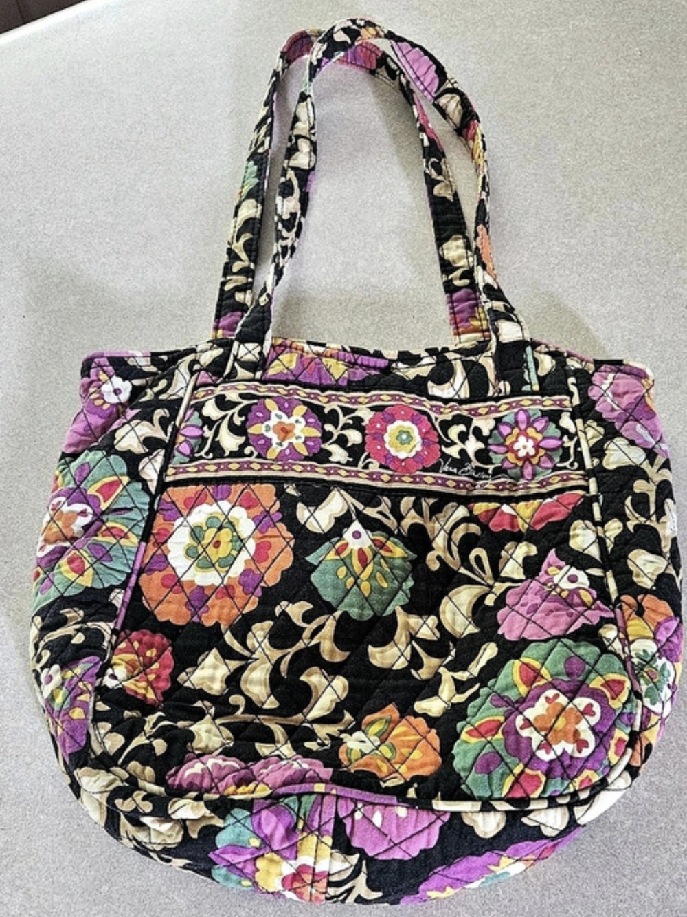 Vera Bradley Vera Venetian Paisley Tote Bag Black & Pink